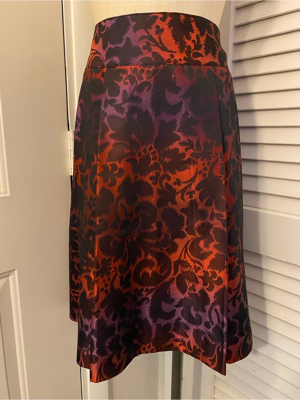 Lane Bryant Black, Orange & Purple A-Line Floral Jacquard Skirt- Size 16